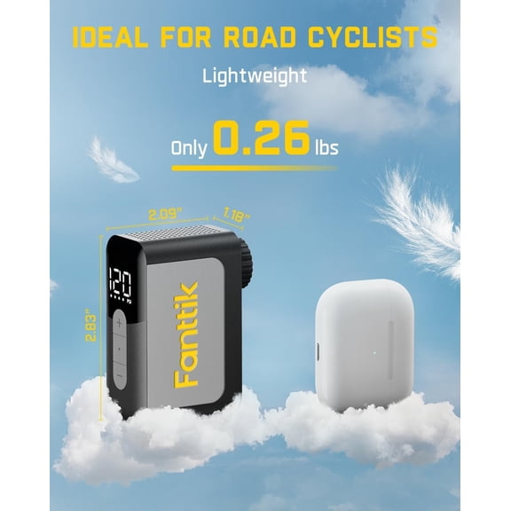 X10 Ace Mini Electric Bike Pump with Gauge, 120PSI Auto Stop Fast Inflation for Road Mountain E-Bike