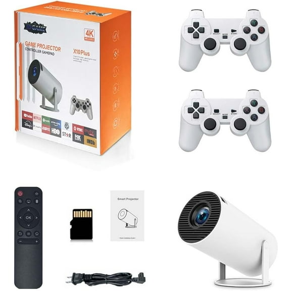 X10 Plus 4K Retro Game Projector, Home Retro Video Game Console with 2 Wireless Controllers, HDMI Output, WIFI