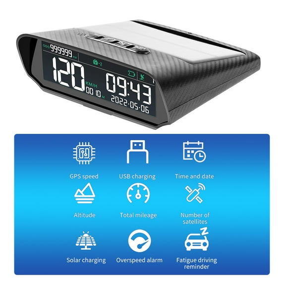 X100 Vehicle GPS Digital Multi-function Solar USB Car Head-up Display NEW
