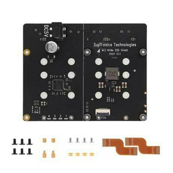 X1011 PCIE to M.2 NVMe SSD Expansion For Raspberry Pi 5 Compatible Board Support 4 Slots And LED Indicator