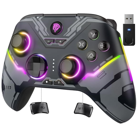 X15 Wireless PC Controller with Hall Effect Joysticks & Triggers, RGB Lighting, 2 Back Buttons, 1000mAh Battery, Bluetooth Game Controller for Windows PC, Steam, Switch & Android