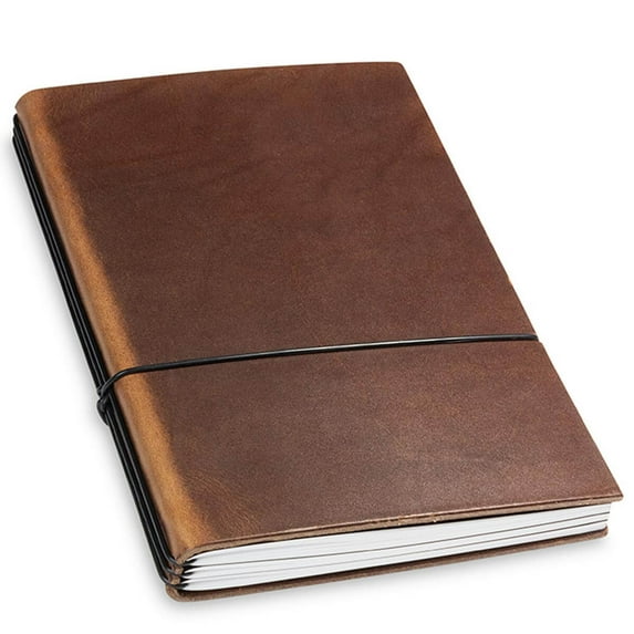 X17 1-905-3M A5 Leather Notebook, Dark Brown, 3 Inlays
