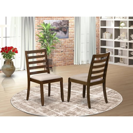 X1P8T04 Dining Room Chair with Light Tan Faux Leather and upholstered Back, Antique Walnut Finish,