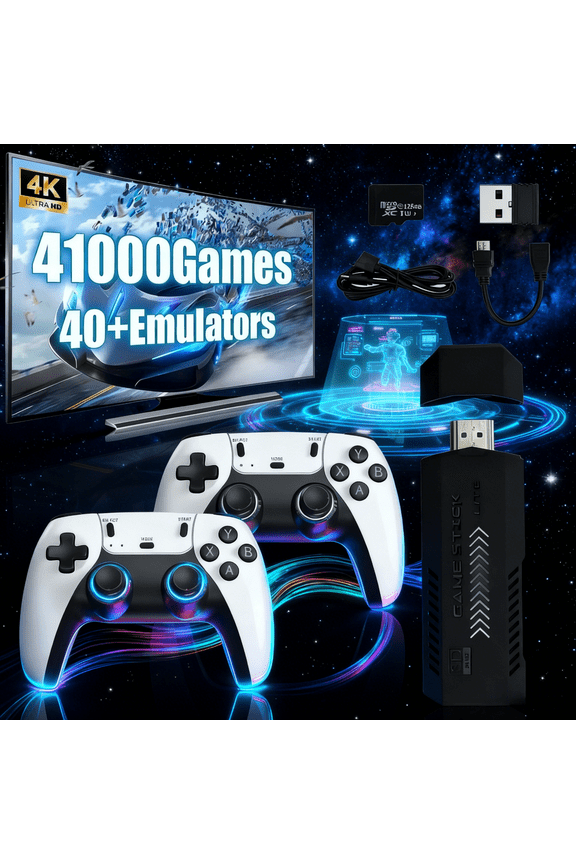 X2 4K Retro Video Game Stick with 2 Wireless Controllers