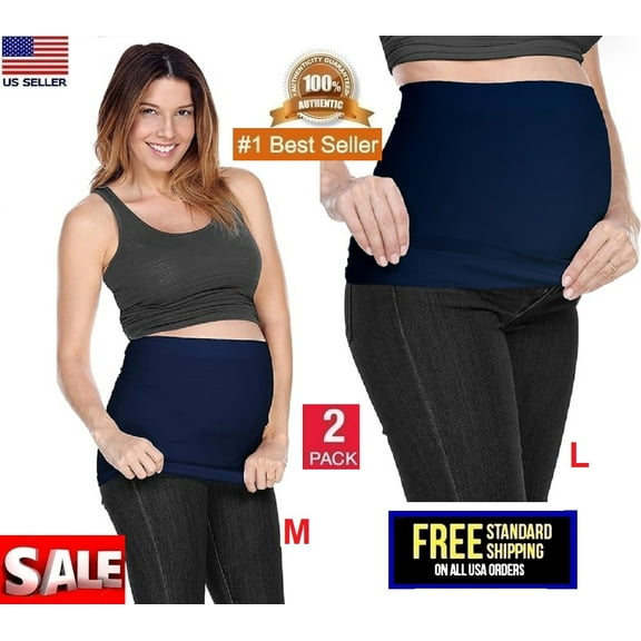 X2 Pack La Reve Pregnancy Maternity Band Navy Blue For Jeans Size M+L Maximum Support