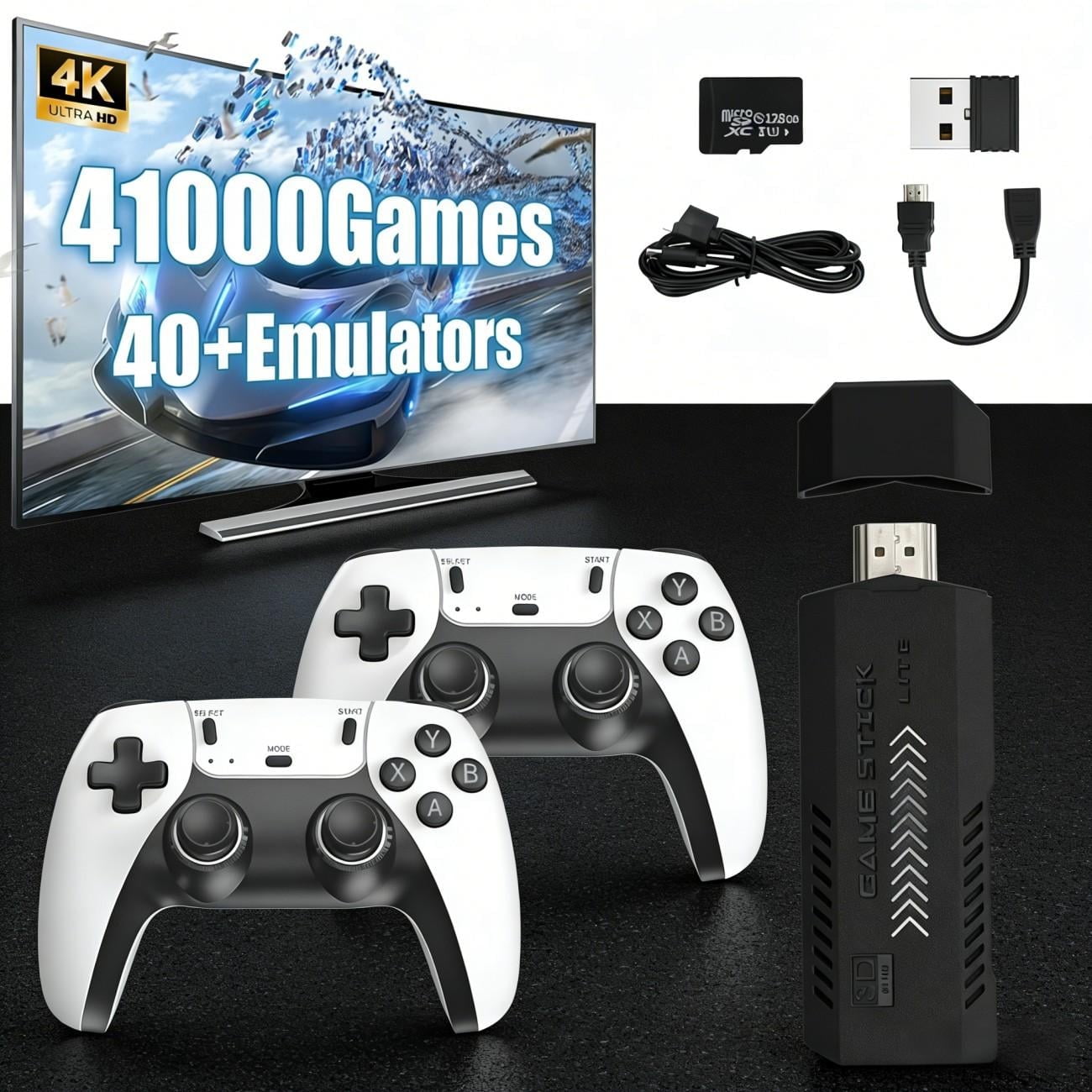X2 Pro 128GB Retro Gaming System - 40,000+ Classics, 4K Upscale, 2.4G Zero-Lag Wireless Gamepads, 5X Faster EMU Tech, Plug & Play for TV, Ultimate Arcade Machine