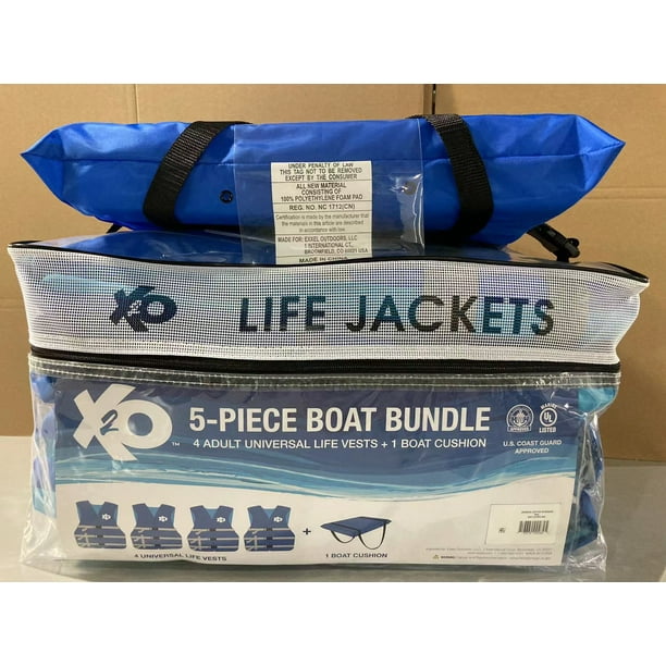 X20 5Pack Boat Bundle Universal Life Jacket 4Pack Plus Throwable