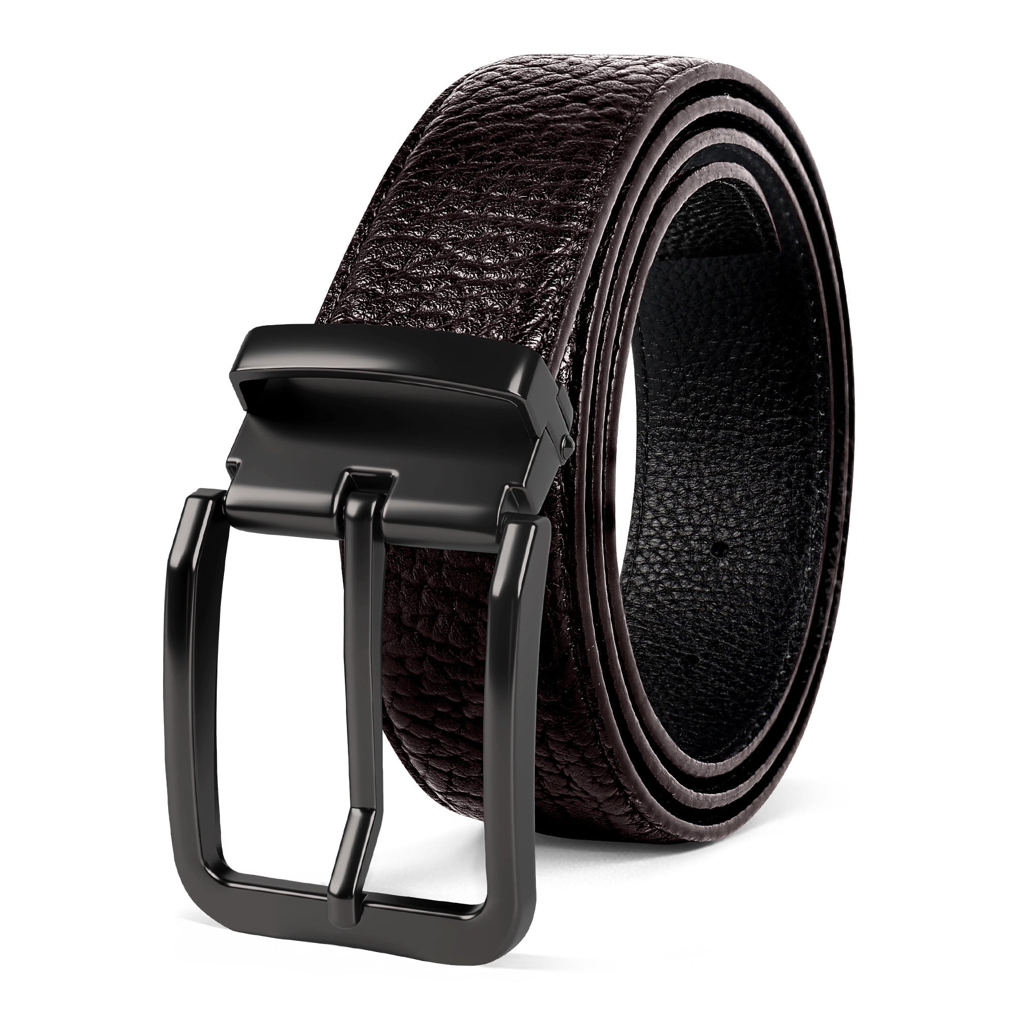 classic dress belt Leather CLD02 (Dark Brown) Wolveyes Versatile and polished maikun Mens Black Leather Belt,