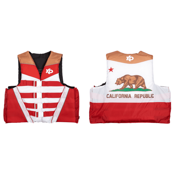 X2O 4 Buckle Life Vest and Jacket S/M California State Flag, Red