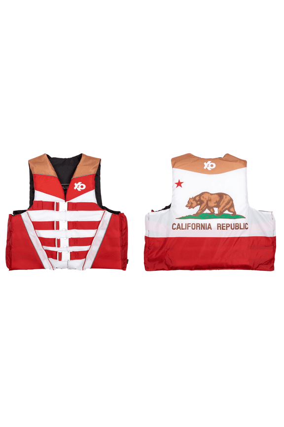 4 Buckle Life Vest and Jacket S/M California State Flag, Red