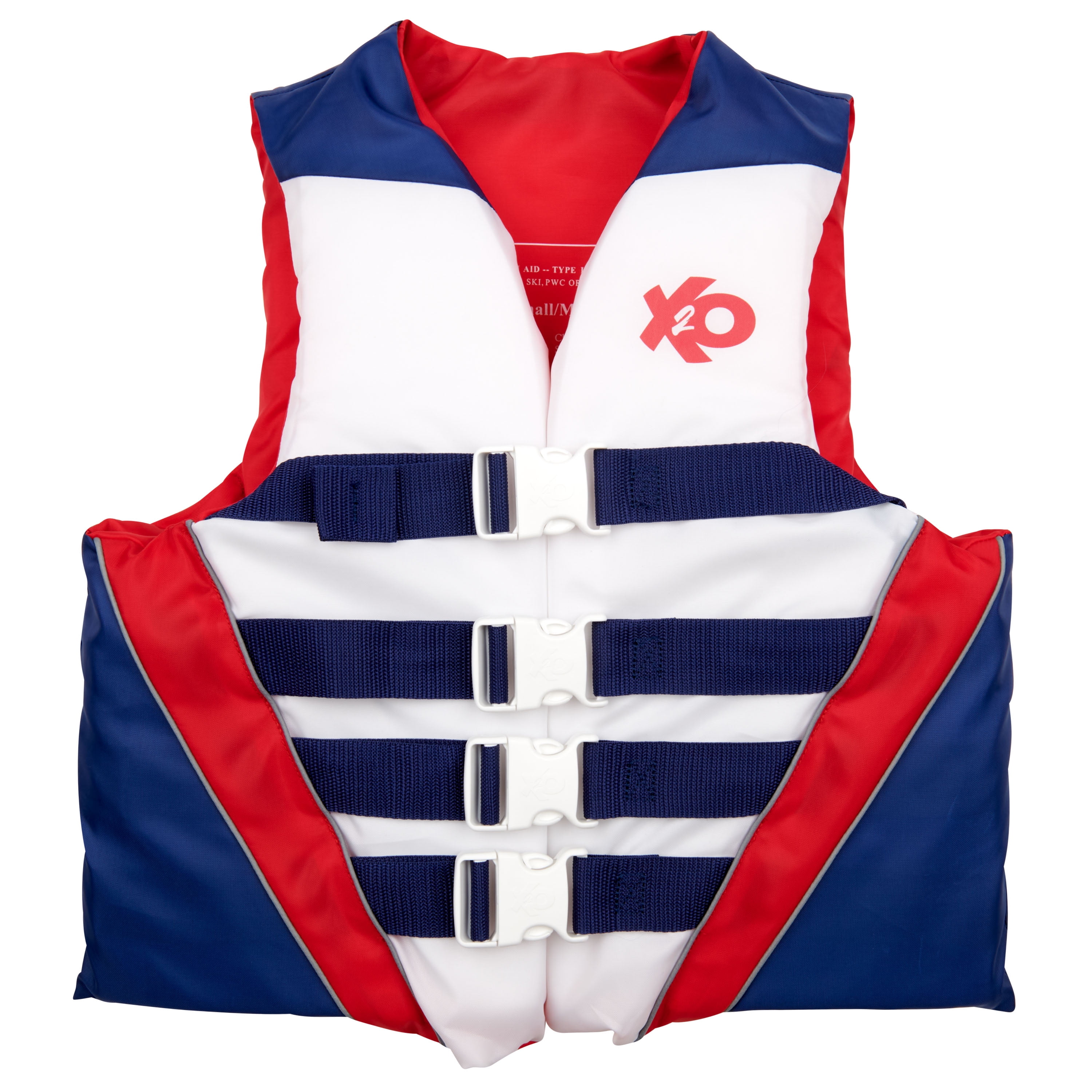 X2O Action 4 Buckle Life Vest and Jacket 2x/3x Red, White, and Blue