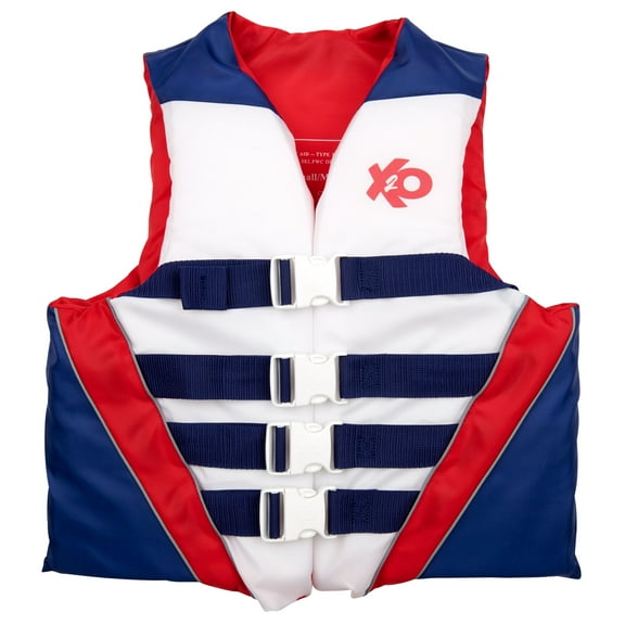 X2O Action 4 Buckle Life Vest and Jacket L/XL Red, White, and Blue