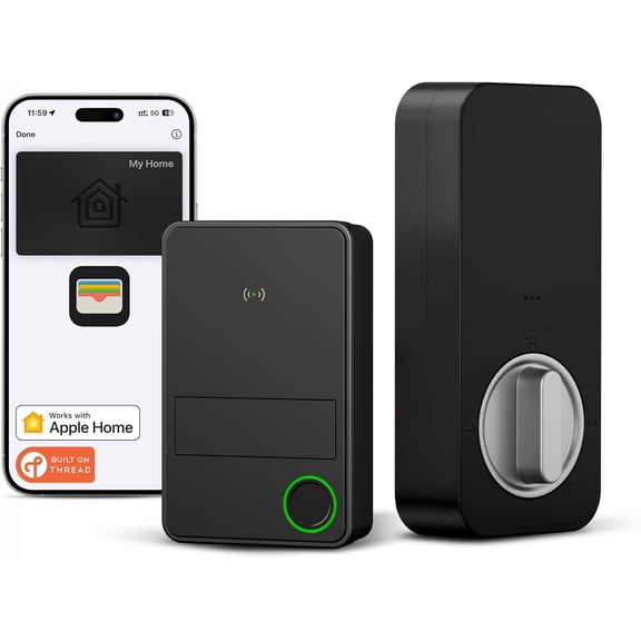 X3 Apple Home Key Door Lock Deadbolt, iOS ONLY, Smart Keyless Entry Door Lock with Fingerprint, Works with HomeKit Over Thread (Border Router), Voice/App/Remote Control, IP65 Weatherproof, Black