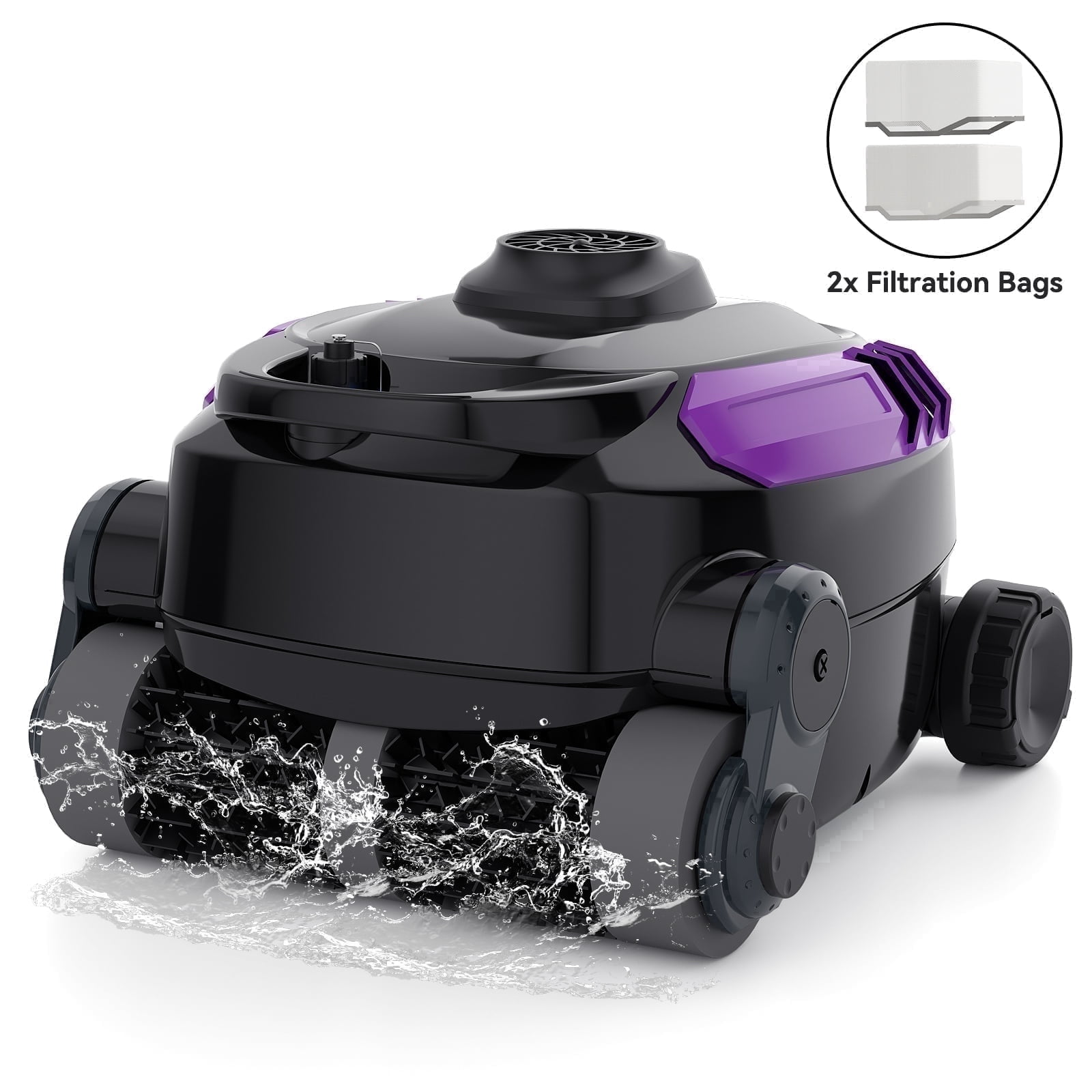 Robokleen RK-X3 Cordless Robotic Pool Vacuum Cleaner Wall-Climbing for In-Ground and Above Ground Pools, 140-Min Runtime,8L Large Capacity,Purple