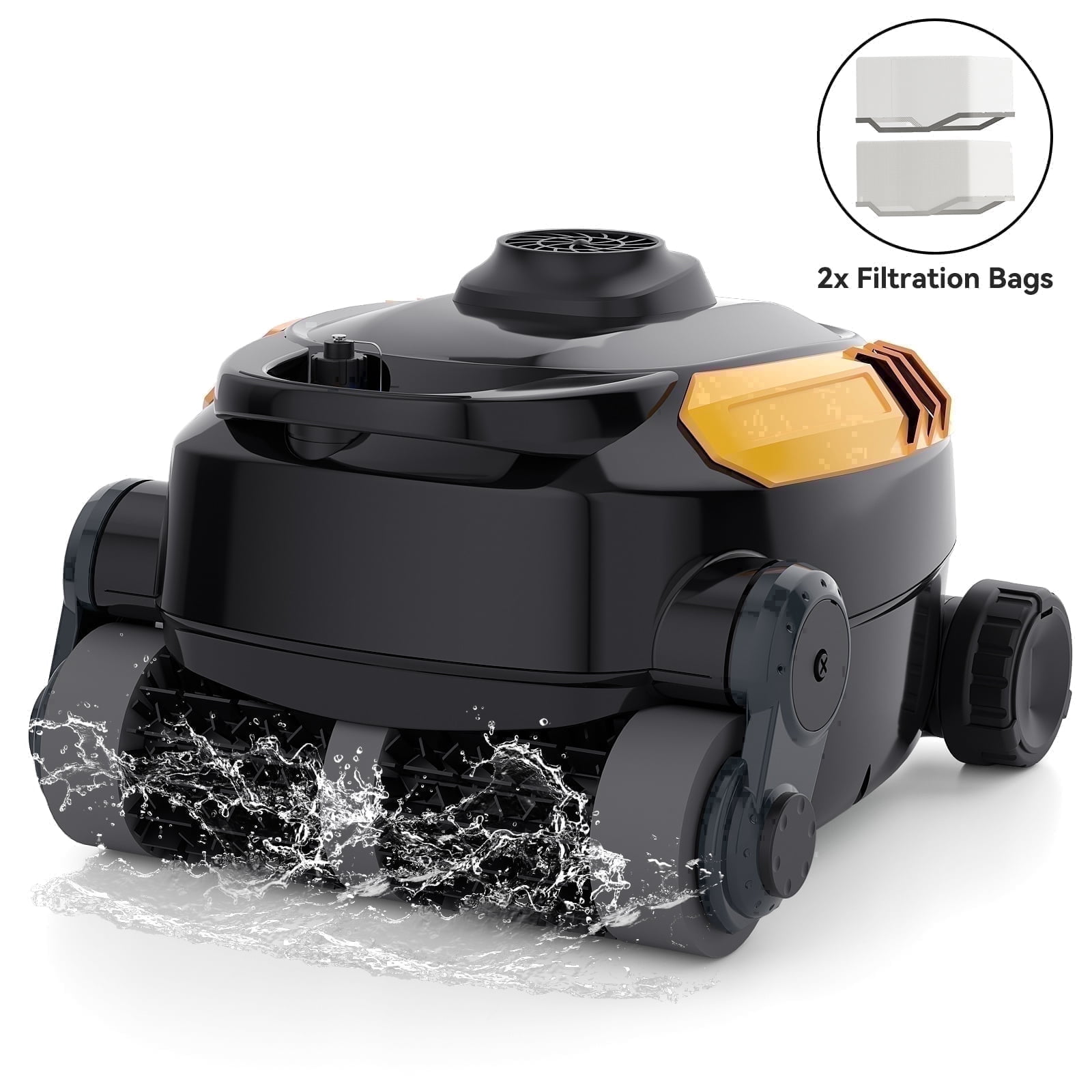 Robokleen RK-X3 Cordless Robotic Pool Vacuum Cleaner Wall-Climbing for In-Ground and Above Ground Pools, 140-Min Runtime,8L Large Capacity,Orange