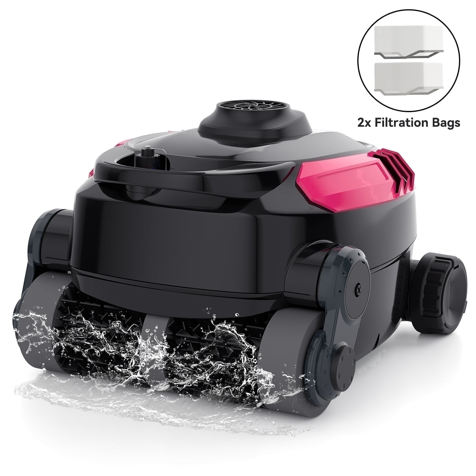 Robokleen RK-X3 Cordless Robotic Pool Vacuum Cleaner Wall-Climbing for In-Ground and Above Ground Pools, 140-Min Runtime,8L Large Capacity,Pink