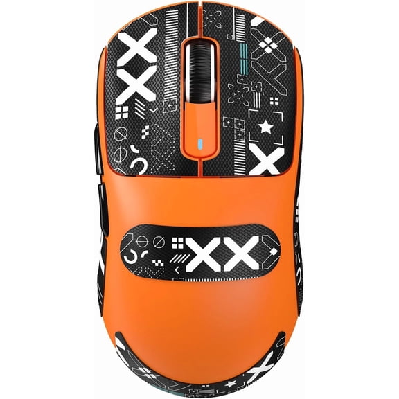 X3 Lightweight Gaming with Tri-Mode 2.4G/-C Wired/,26K DPI, PAW3395 Optical Sensor,Kailh GM8.0 ,5 programmable Buttons for PC/Win/(Orange+Stickers)