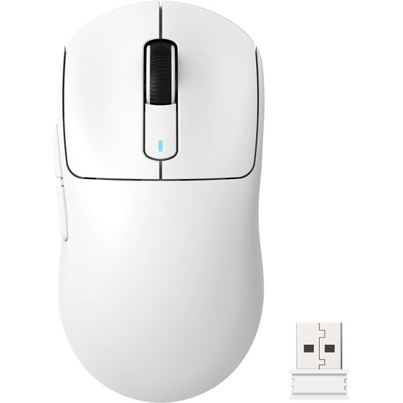X3 Lightweight  Gaming  with Tri-Mode 2.4G/USB-C Wired/,26K DPI, PAW3395 Optical Sensor,Kailh GM8.0 ,5 programmable Buttons for PC/Win/(White)