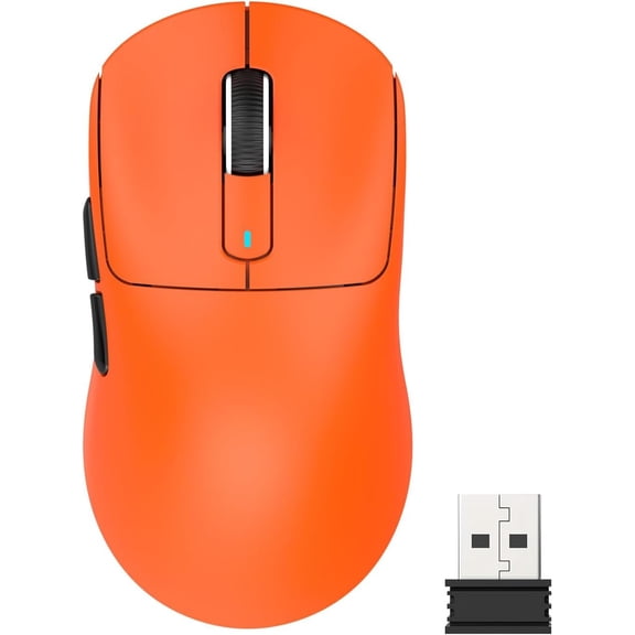 X3 Lightweight  Gaming  with Tri-Mode 2.4G/USB-C Wired/,Up to 26K DPI, PAW3395 Optical Sensor,Kailh GM8.0 ,5 programmable Buttons for PC/Win/(Orange)