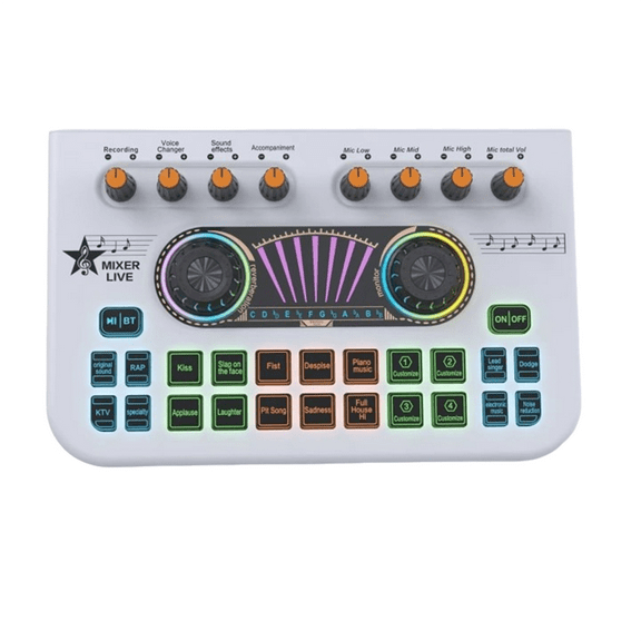 X3 Live Voice Mixer Audio Interface Console Live Microphone Sound Card for Recording Streaming Smartphone White