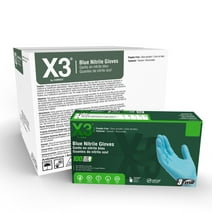 X3 Nitrile, Latex Free, Powder Free, Industrial Disposable Gloves, X-Large, Blue, 1000/Case