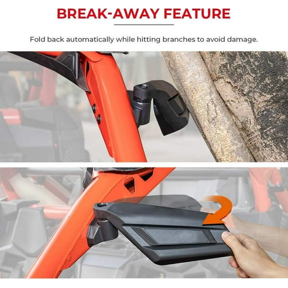 X3 Side Mirrors for 2017-2025 Can Am Maverick X3 & - Break-Away, Easy Install,