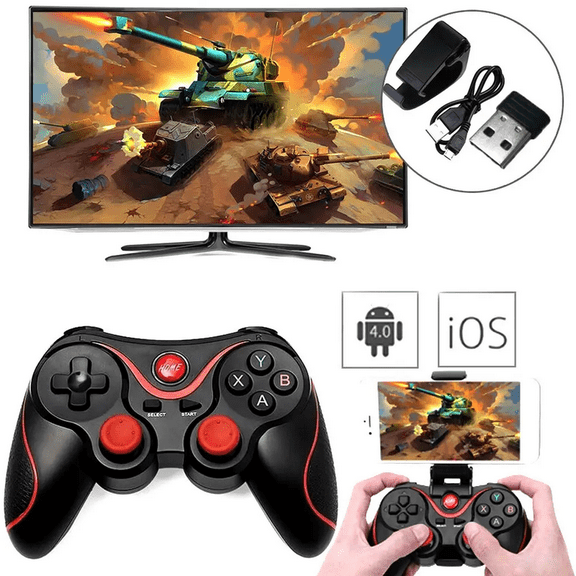 X3 Wireless Bluetooth Game Controller: The Ultimate Gift for Adults & Kids! Compatible with Android/PC/Tablet. For Christmas/Birthday (Black-Red)