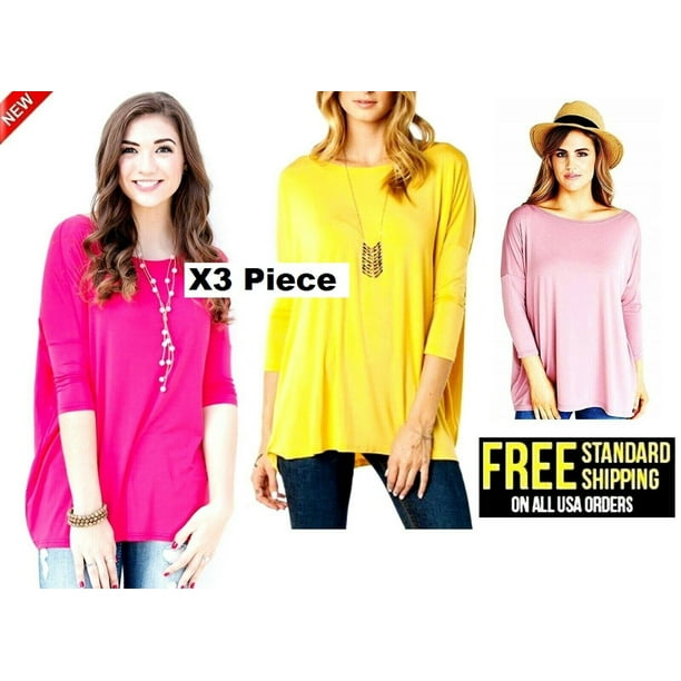 X3 piece Jack David Collection PIKO TOP Style 3/4 Sleeve