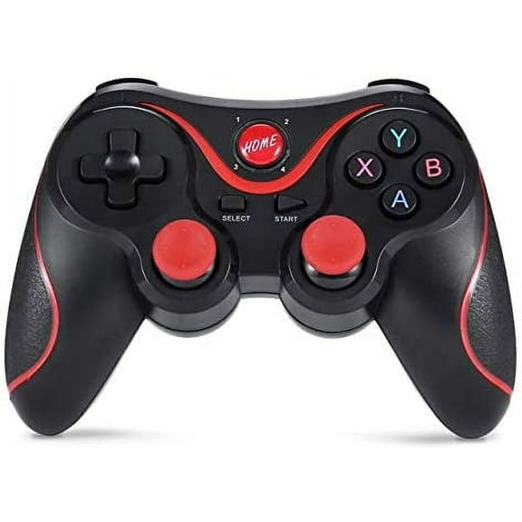 X3 updated t3 Gamepad Joystick Wireless Bluetooth 3.0 Android Gamepad Gaming Remote Control for phone PC Tablet TV Box - (Color: Black red)