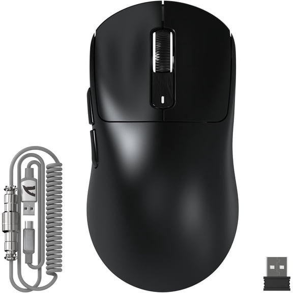 X3MAX  Gaming ,PixArt PAW3950 Gaming Sensor,Up to 42K DPI,100 Million ,49g Lightweight Tri-Mode(BT5.2/2.4Ghz/Wired) Mice with Coiled -Black