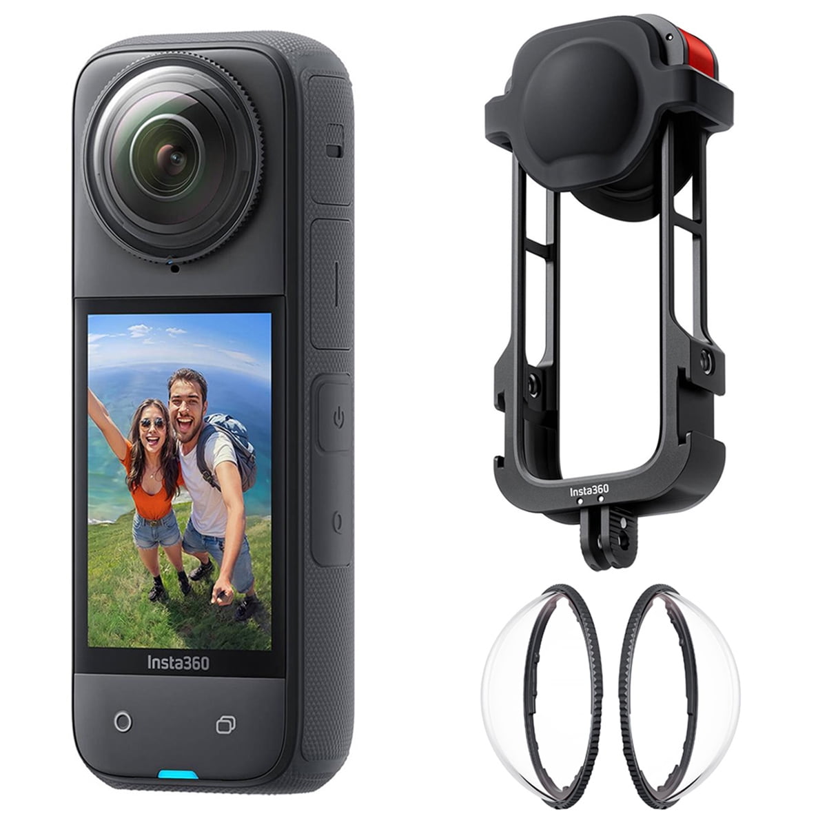 Insta360 X4 8K 360 Action Camera, Black, Bundle with Premium Lens Guards and Utility Frame