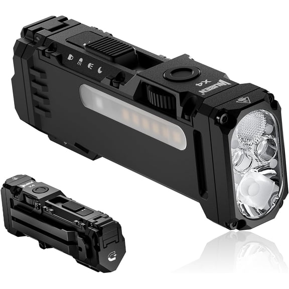 X4 EDC Rechargeable Flashlight with RGB Light, 1500 Lumens Mini Tactical Switch and Magnetic, IP68 Portable Pocket Clip USB C Flash Light for Camping, Checking, Emergencies