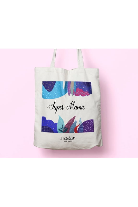 X418Y Tote bag super granny cotton bag canvas bag gift for grand mother granny party gift