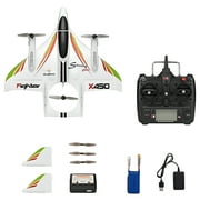 X450 RC Airplane, 2.4G Remote Control 6 Channel Brushless Motor Aircraft, Vertical Takeoff LED RC Glider Fixed Wing Plane RTF