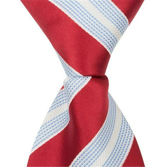 X5 - 48 in. Necktie - Red With Blue & White Stripes, 12-14