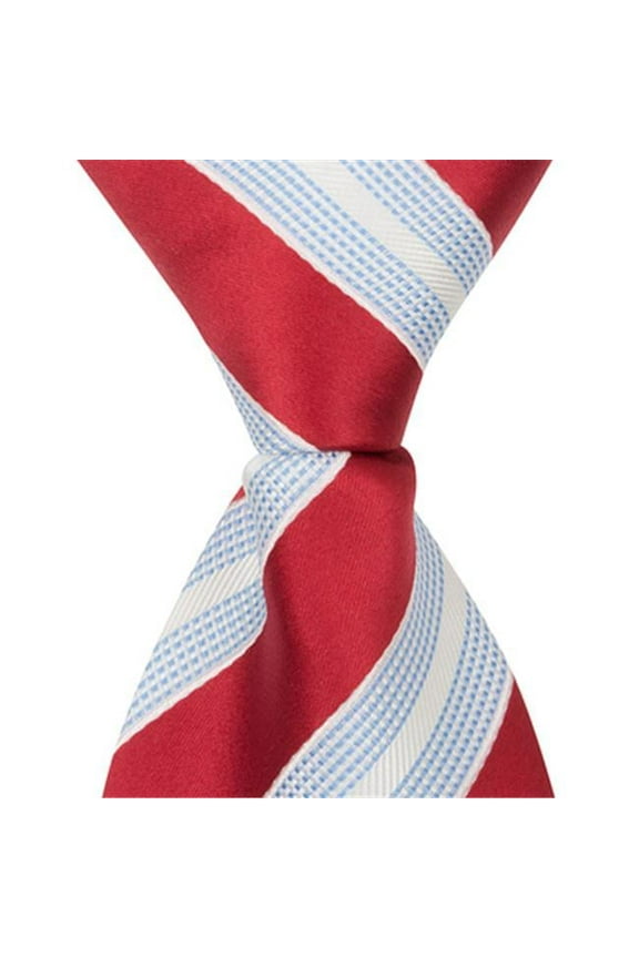 X5 - 9.5 in. Zipper Necktie - Red With Blue & White Stripes- 6 to 18 Month