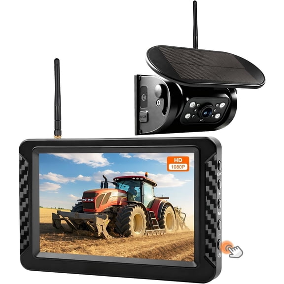 X5  Solar  Backup Camera with 5"  , 1-Min Zero-Install for RV  , 320ft Signal Range, 15000mAh  & 5W Solar Panel  Up Camera