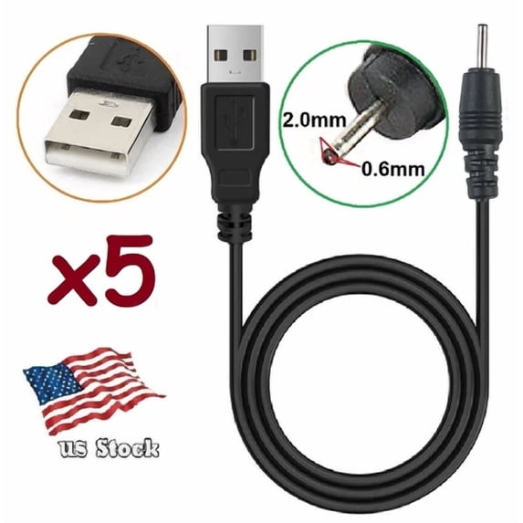 X5 Usb To Dc Power 2.0X0.6Mm Barrel 5V 3.3Mm Diameter Charging Cable Cord