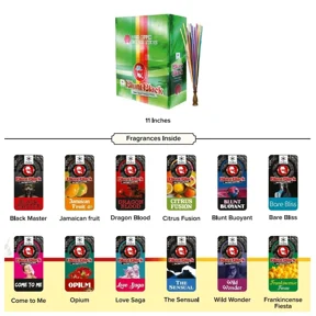 X6 Blunt Black Incense Sticks 11" -Assorted Pack Of 6