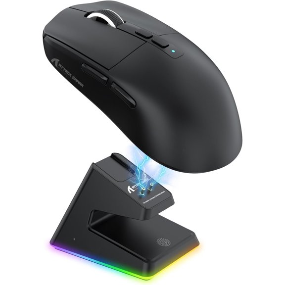X6 Lightweight Gaming with RGB Backlight Base,Tri-Mode Wired/2.4GHz/BT5.2,26K DPI, PAW3395 Optical Sensor,HUANO ,5programmable Buttons,PC/(Black)