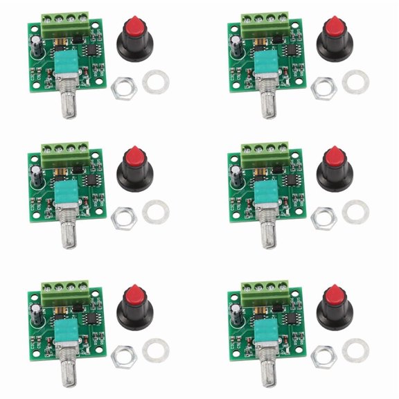 X6 PWM DC Motor Speed Controller, 30W 2A, 1.8-15V, 0-100% Duty, Metal Case, Assorted Switch Colors, 6-Pack