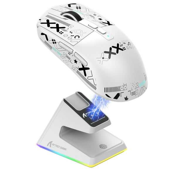 X6 Superlight Wireless Gaming Mouse with Magnetic RGB Charging Dock, 49g Ultralight Mice PixArt PAW3395 Sensor, 26000DPI, Tri-Mode 2.4G/USB-C Wired/Bluetooth Mouse, Mouse Grip Tape