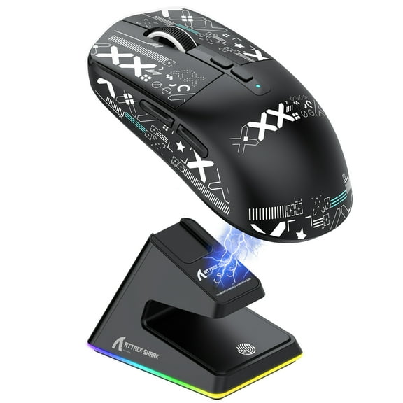 X6 Superlight Wireless Gaming Mouse with Magnetic RGB Charging Dock, 49g Tri-mode PixArt PAW3395 Sensor, 26000DPI,  Grip Tape