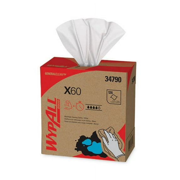 X60 Cloths, Pop-Up Box, White, 9 1/8 X 16 4/5, 126/box | Bundle of 2 Boxes
