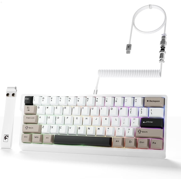 X60 HE   Keyboard Adjustable Actuation,BT/2.4G/Wired Tri-Mode 60% Percent Mechanical Gaming Keyboard,8KHz Polling Rate Rapid Trigger,Web Driver for Win/-White
