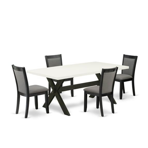 X627MZ650-5 5Pc Dining Set - Rectangular Table and 4 Parson Chairs - Multi-Color Color