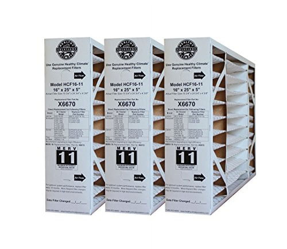 X6670 MERV 11 Box Replacement Filter also for Honeywell, 16" H x 25" L