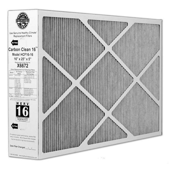 16x25x5 (15.88x24.75x4.38) Lennox OEM MERV 16 HCF16-16 Replacement Filter