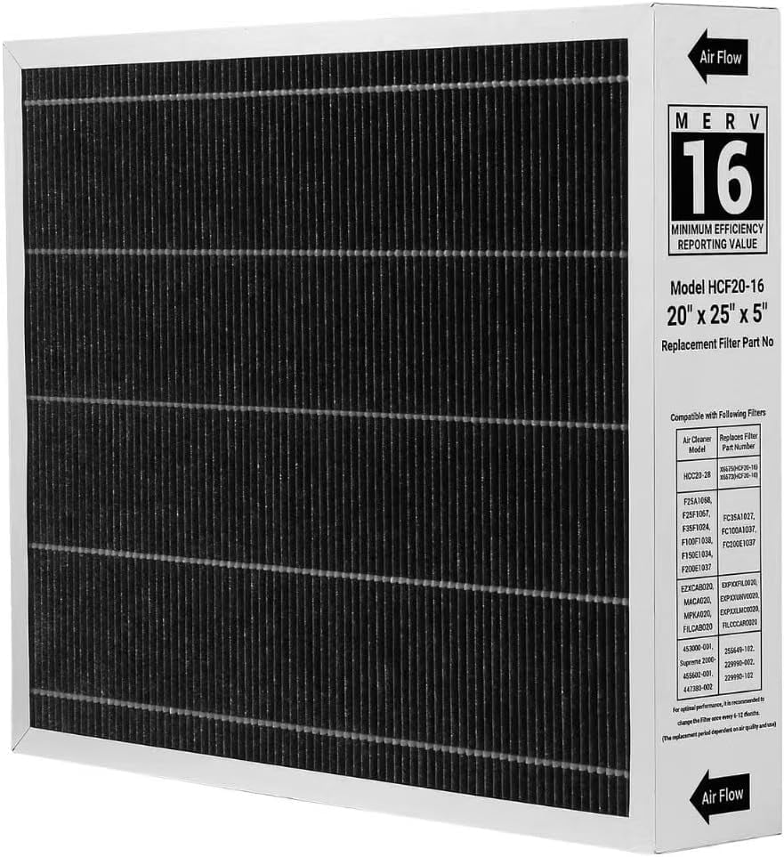 X6675 20x25x5 Replacement Furnace Filter Merv 16 Compatible with Pleated HVAC AC Furnace Air Filters (1 pack)