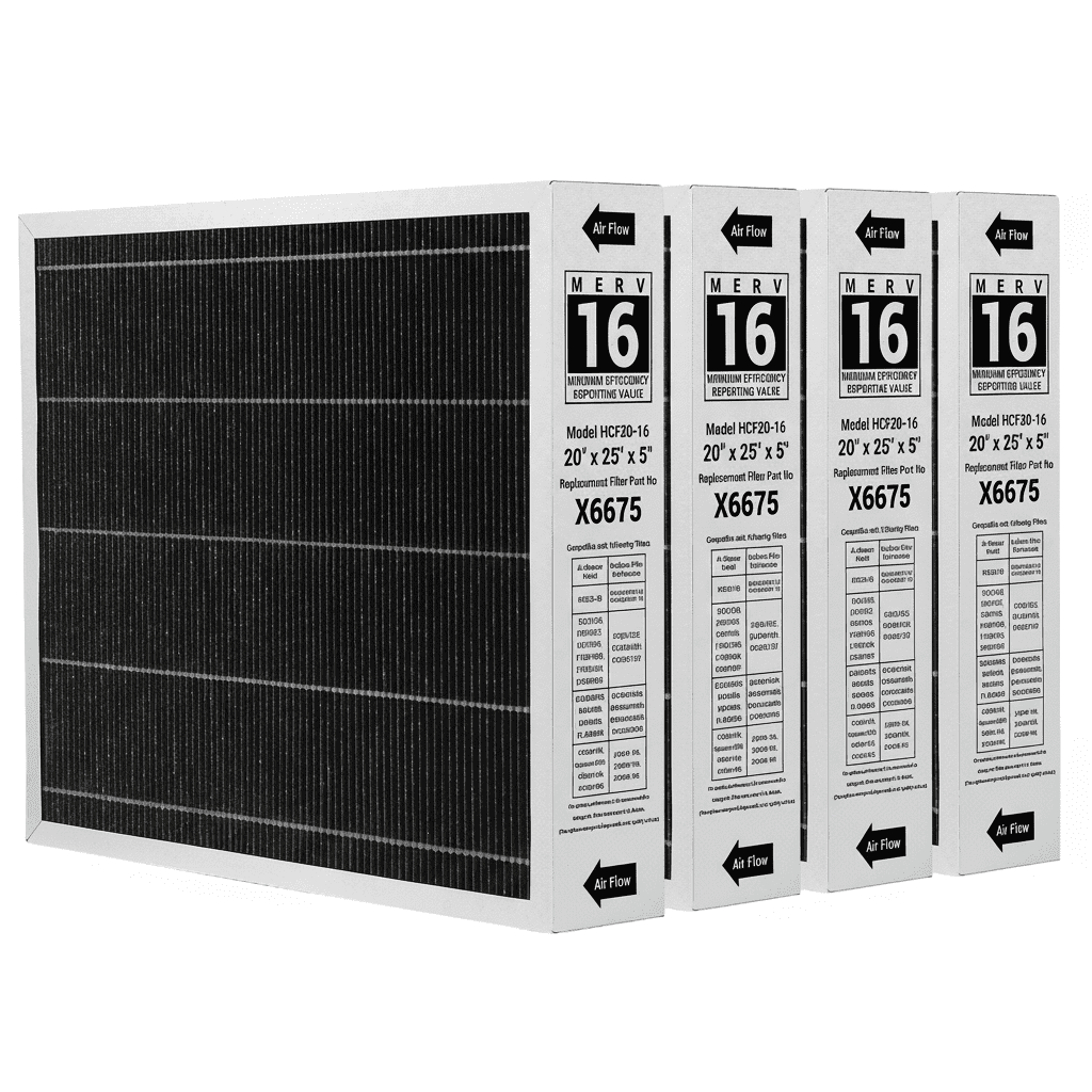 X6675 20x25x5 Merv 16 Replacement Air Filter  Compatible with Lennox  & Honeywell Pleated HVAC AC Furnace Air Filters (4 pack)